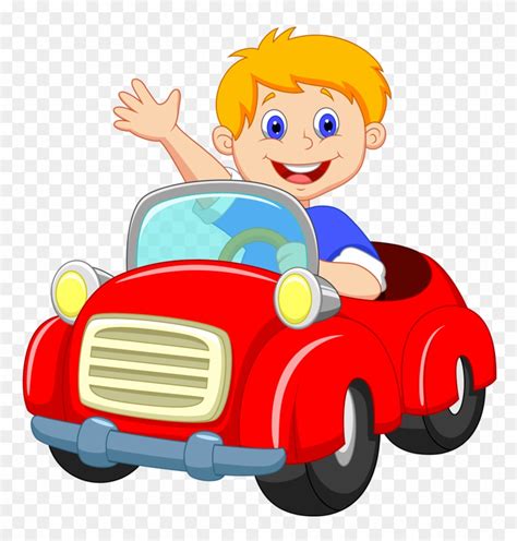 Boy Driving Red Car Clip Art - Boy In Car Cartoon - Free Transparent PNG Clipart Images Download