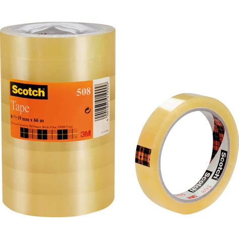 3M™ 7100213204 Scotch 508 Transparent Adhesive Tape 19mm x 66m - 8 Rolls | Rapid Online