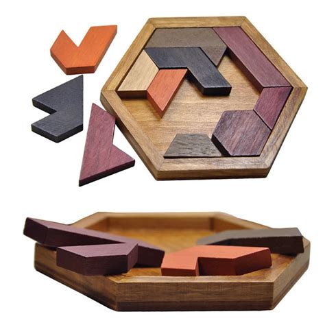 Kids Geometric Shape Puzzles Wooden Toys Tangram/Jigsaw Board Wood ...