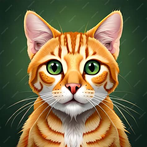 Premium AI Image | A drawing of a cat with green eyes and a green ...