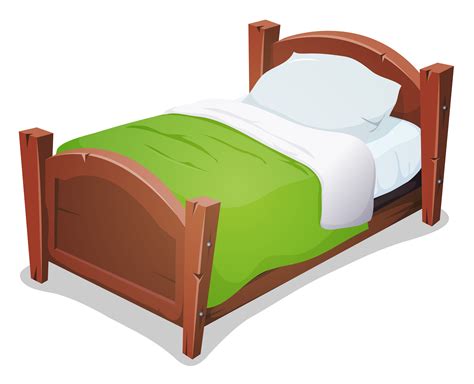 Wood Bed With Green Blanket 264948 Vector Art at Vecteezy