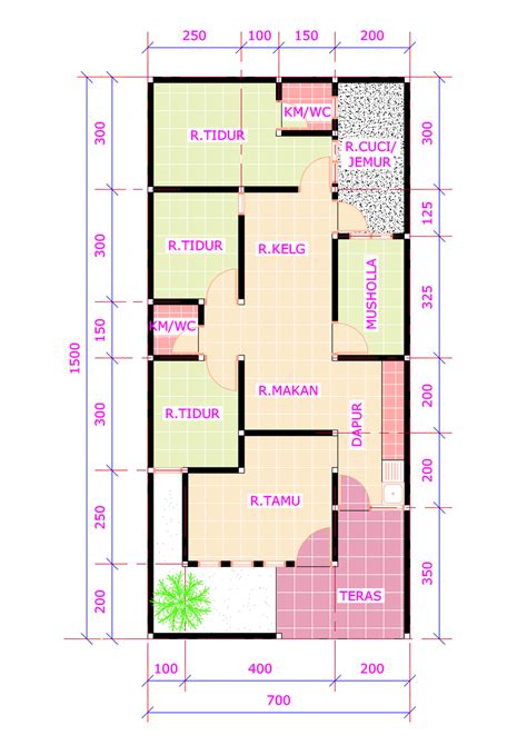 47 Trend Terbaru Denah Rumah 4 Kamar Ukuran 10x20