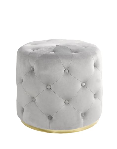 OTTOMAN - GREY | Round tufted ottoman, Tufted storage ottoman, Tufted ottoman