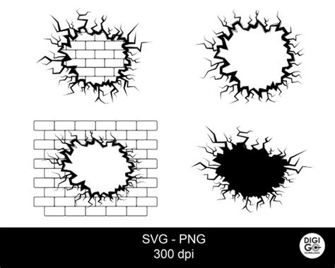 Cracked Wall Svg / Broken Brick Wall / Brick Wall Svg / - Etsy