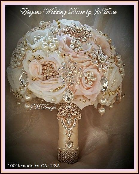 PINK AND GOLD Petal Brooch Bouquet Deposit by Elegantweddingdecor Gold Wedding Bouquets, Ivory ...