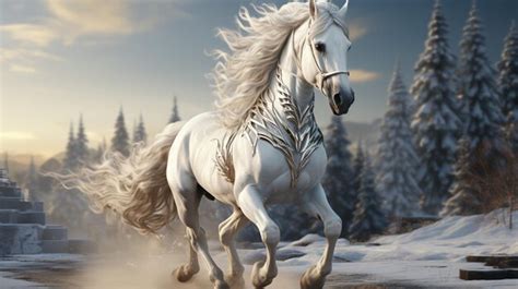 Premium AI Image | white horse unicorn