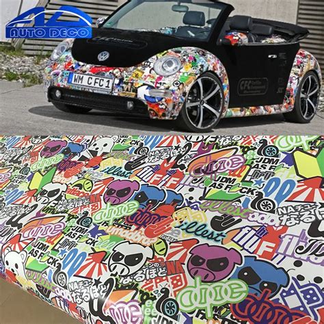 JDM Sticker Bomb Graffiti Vinyl Car Wrap For Vehicle Hood Racing ...