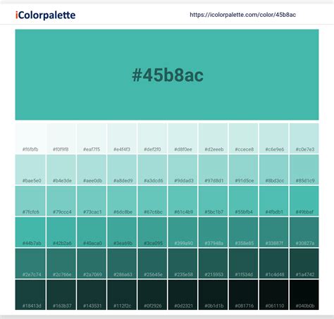 Pantone 15-5519 Tpx Turquoise Color | Hex color Code #45B8AC ...