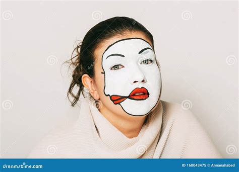 Woman Actress with Double Face Makeup Stock Image - Image of female, body: 168043475