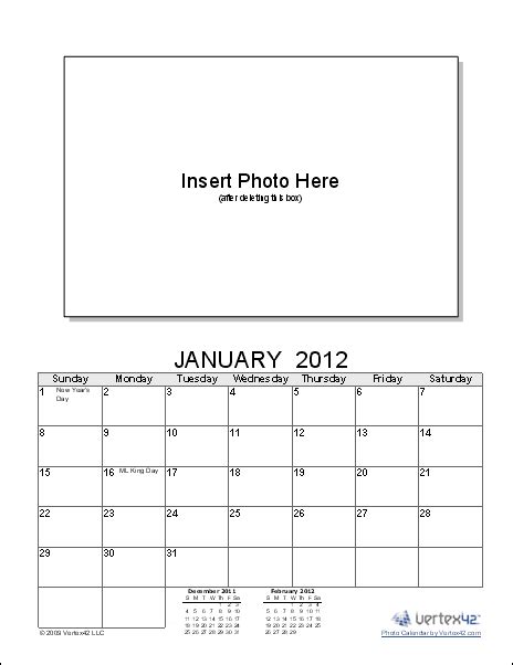 Photo Calendar Template - Create a Printable Photo Calendar