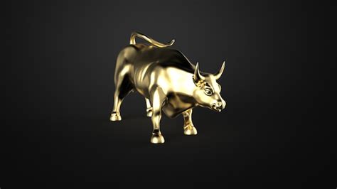 Premium Photo | Gold metal bull statue