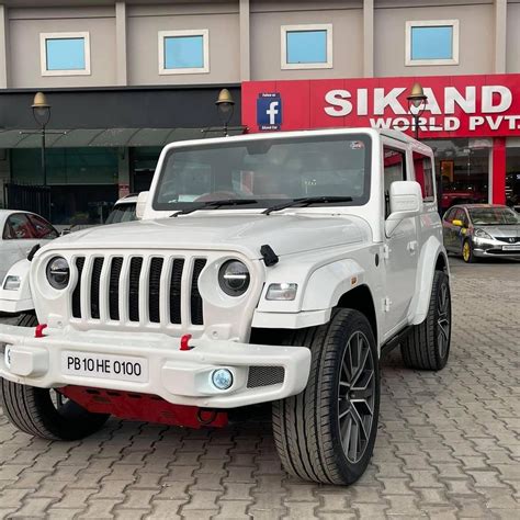 Full White Mahindra Thar with Red Highlights is a Head-Turner