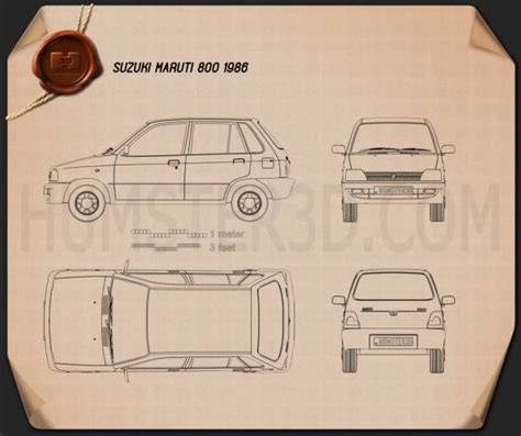 Suzuki (Maruti) 800 1986 Blueprint - Hum3D