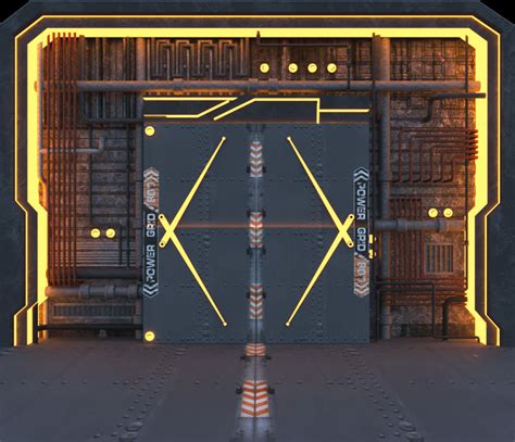 Futuristic animated door 3D model animated | CGTrader