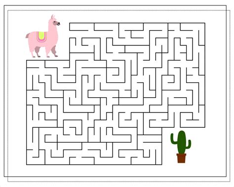 A maze game for kids. Guide the llama through the maze to the cactus 6686712 Vector Art at Vecteezy