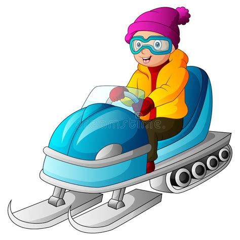 Funny Cartoon Man Snowmobile Winter Background Stock Illustrations – 4 ...