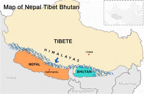 Nepal Bhutan Tibet Travel Map