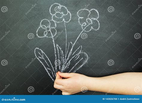 The Hand Holding a Bouquet of Flowers To a Black Background Stock Illustration - Illustration of ...