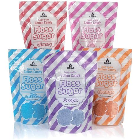 5 Flavors Cotton Candy Sugar Floss Party Refill Pack 6oz Zip lock Pouches #Carns | Floss sugar ...