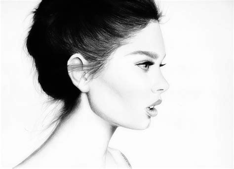 Female Face Side View Drawing