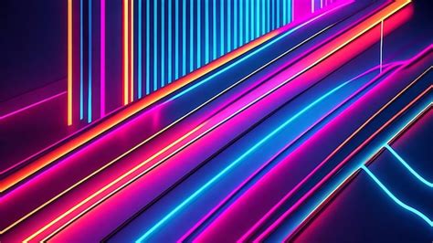 Premium AI Image | 3D render abstract minimal glowing Neon line background and wallpaper ai ...