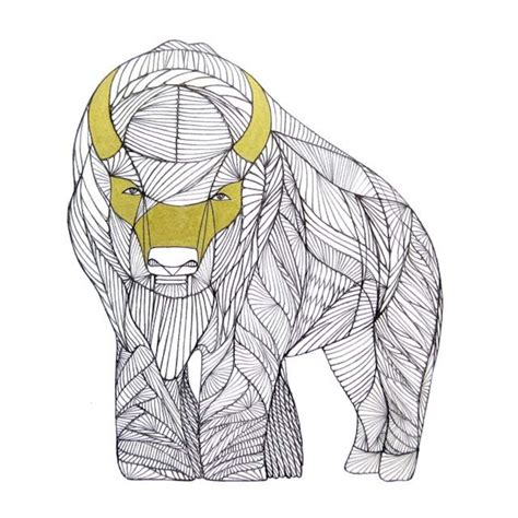 BUFFALO LINE DRAWING Art by Thailan When | Etsy