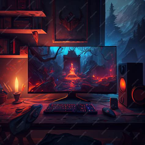 Premium Photo | Gaming desktop PC computer setup gamer illustration