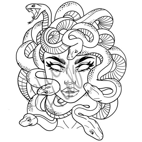 Medusa Outline Tattoo Design - Etsy