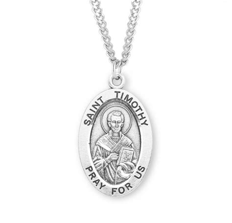 Patron Saint Timothy Oval Sterling Silver Medal | HMH Religious