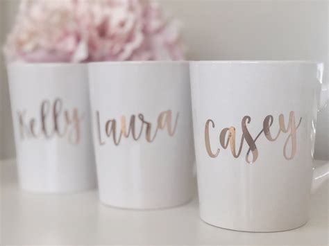 Rose gold bridesmaid coffee mugs- personalized bridesmaid coffee mugs- bridesmaid proposal gift ...