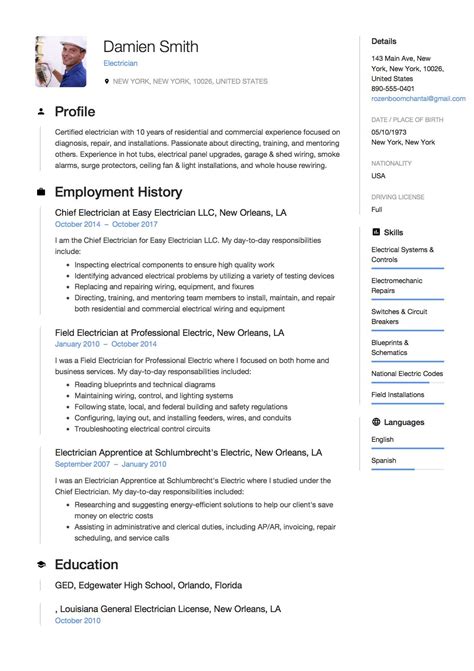 Best Electrician Resume Template - aresumec