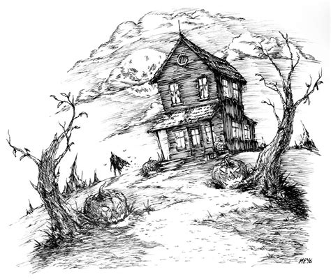 Creepy House Drawing at PaintingValley.com | Explore collection of Creepy House Drawing