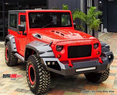 Mahindra Thar modified with parts inspired from Jeep Wrangler