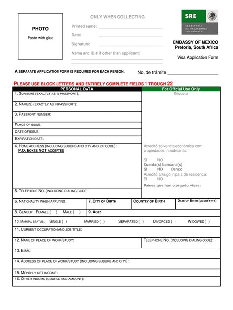 Mexico Visa Application Form - Fill and Sign Printable Template Online | US Legal Forms