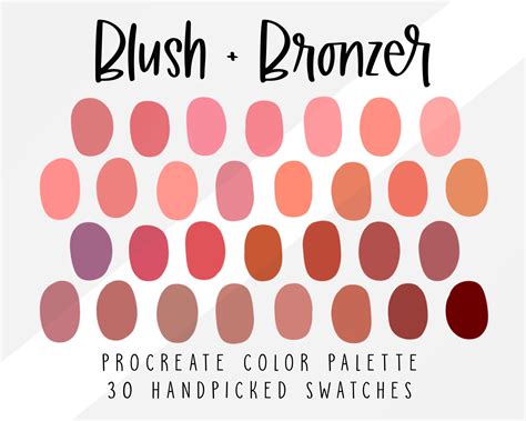 Blush Bronzer Color Palette for Procreate Portrait Color | Etsy