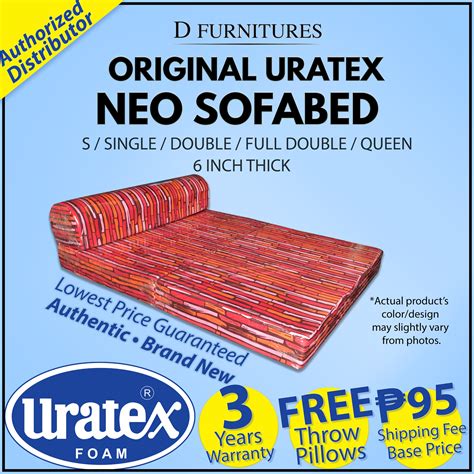 Original URATEX 6 Inch Thick Neo Sofa Bed with Pillow - Single / Double / Full Double / Queen ...