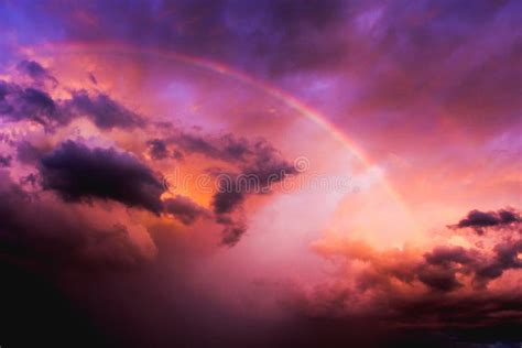 Rainbow in the Clouds after a Storm during Sunset Stock Photo - Image of clouds, divine: 159888792