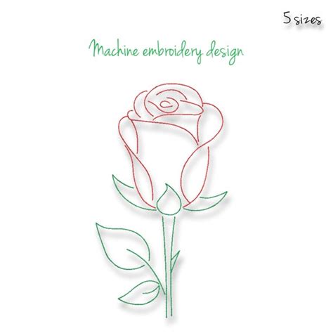 Rose Embroidery Machine Design Outline Flowers designs bloom digital instant download ornate ...