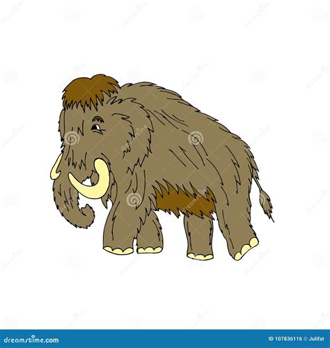 Cartoon Mammoth Standing on Ice Age. Vector Illustration Stock Vector - Illustration of smile ...