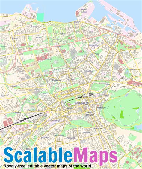 ScalableMaps: Vector map of Edinburgh (colorful city map theme)