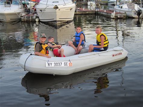 Saturn 9.6' inflatable motor boats are perfect size for small runabout.