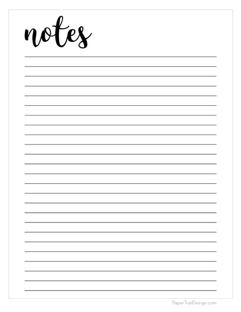 Free Printable Notes Template - Paper Trail Design