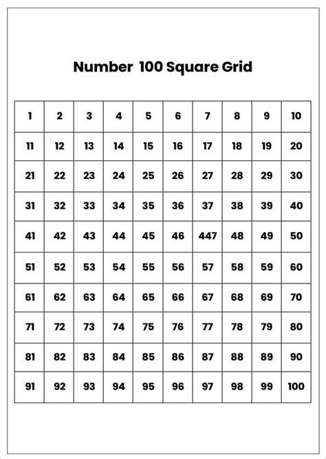 100 Squares Printable Free