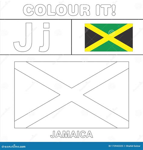 Colour it Kids Colouring Page Country Starting from English Letter `J` Jamaica How To Color Flag ...