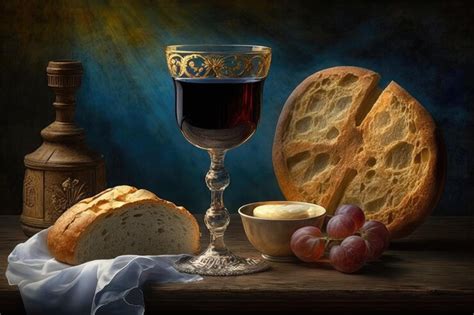 Premium AI Image | Sacraments of bread and wine for eucharist or holy communion