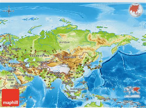 Physical 3D Map of Asia