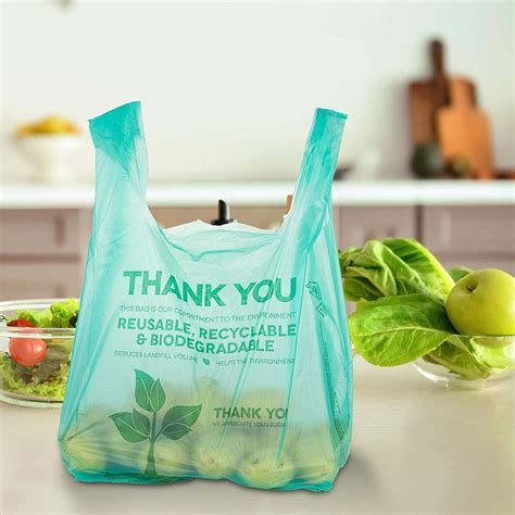 100% Plant Based Natural Biodegradable shopping Bags Compostable Non Plastic T-shirt Bags-XCBIO