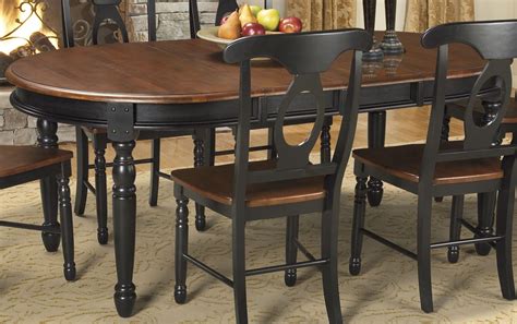 British Isles 76" Oak Black Extendable Oval Dining Table from A-America ...