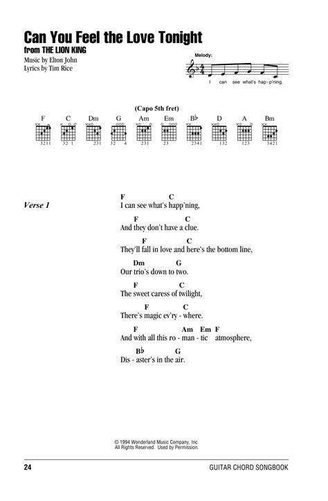 Can You Feel The Love Tonight (from The Lion King) by Elton John - Guitar Chords/Lyrics - Guitar ...