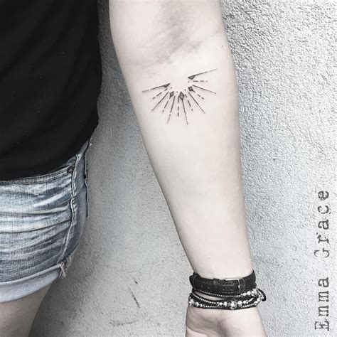 Half-sun, always rising ☀️ . #tattoo #sun #suntattoo #geometricsun #fineline #finelinetattoo # ...